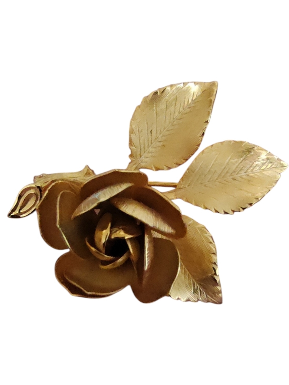 Vintage Giovanni Gold Tone Rose Brooch Floral Pin